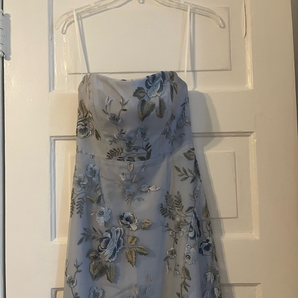 Jenny Yoo Strapless Floral Maxi Dress in Light Blue - Picture 4 of 6